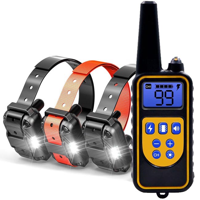 dog training collar 800M remote rechargeable and waterproof dog trainer for 3 dogs